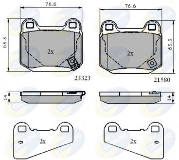 - Гальмівні колодки до дисків Mitsubishi Lancer 99->, Nissan 350Z 03->, Subaru Forester 13->, Impreza 08-> COMLINE CBP31755