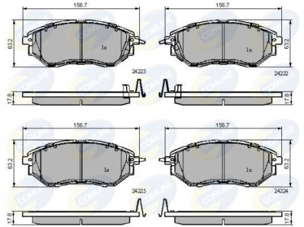 - Гальмівні колодки до дисків Subaru BRZ 12->, Forester 13->, Impreza 08->, Legacy 03->, Outback 03->, Tribeca 05-> COMLINE CBP31762