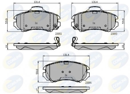 - Гальмівні колодки до дисків Hyundai Coupe 01->, Elantra XD 00->11, ix20 10->, Sonata 01->04, Tiburon 06->08, Tucson 04->07, Jeep Comanche 86->90, Magentis 01->06, Soul 08->, Sportage 05->, Venga 10-> COMLINE CBP31774