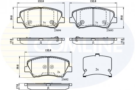 Фото автозапчастини - Гальмівні колодки до дисків Hyundai I30 10->, Kia Cee\'d 12-> COMLINE CBP32152 (фото 1)