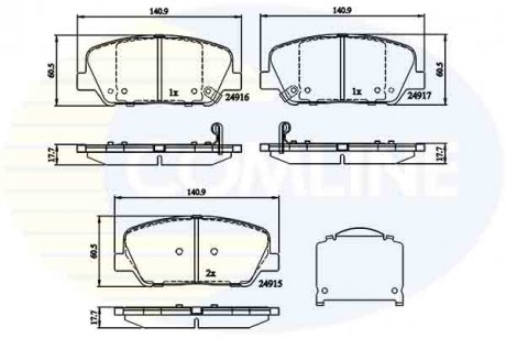 - Гальмівні колодки до дисків Hyundai Grandeur 11->, i30 11->, Veloster 12->, Kia C\'eed 12->, Pro C\'eed 13->, Optima 12-> COMLINE CBP32259 (фото 1)