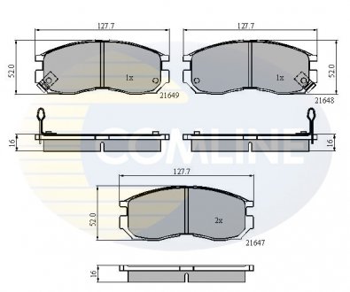 - Гальмівні колодки до дисків Chrysler Sebring 95->00, Honda Accord 91->96, Hyundai Santamo 99->, Mitsubishi Colt 90->96, Eclipse 95->99, Galant 90->97, Lancer 89->03, Mirage 91->03, Santamo 99->04, Space Wagon 91->99, Proton Perdana COMLINE CBP3363 (фото 1)