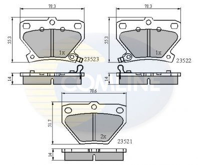 - Гальмівні колодки до дисків Toyota Celica 00->, Corolla 02->, IST 04->07, Matrix 01->04, Prius 00->04, Yaris 99-> COMLINE CBP3841