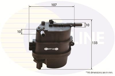 Фото автозапчасти - Фільтр палива Citroen C1 05->, C2 03->, C3 02->, Nemo 08->, Ford Fiesta 01->, Fusion 02->, Mazda 2 03->, Peugeot 107 05->, 206 01->, 207 06->, 307 01->, 1007 05->07, Bipper 08->, Toyota Aygo 06->07 COMLINE EFF122