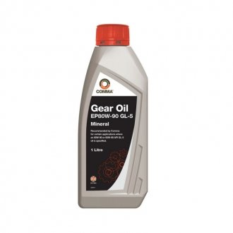 Трассмиссионное масло GEAR OIL EP80W90 GL5 1л (12шт/уп) COMMA EP80901L (фото 1)