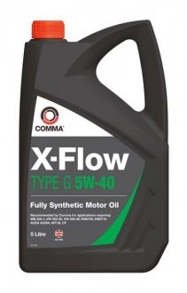 Фото автозапчасти масло двигателя X-FLOW (5L+) SAE 5W40 API CF; SL; ACEA A3; B4; MB 229.1; RENAULT RN 0700; RENAULT RN 0710; VW 502.00; VW 505.00 COMMA X-FLOW G 5W40 SYNT. 5L