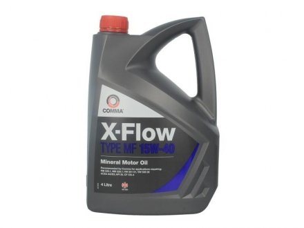 Фото автозапчастини олива двигуна X-FLOW (4L +) SAE 15W40 API CF; CG-4; SL; ACEA A3; B3; MB 228.1; MB 229.1; VW 501.01; VW 505.00 COMMA X-FLOW MF 15W40 MIN. 4L (фото 1)