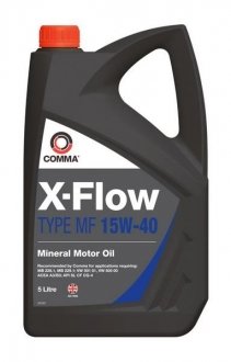 Фото автозапчастини олива двигуна X-FLOW (5L +) SAE 15W40 API CF; CG-4; SL; ACEA A3; B3; MB 228.1; MB 229.1; VW 501.01; VW 505.00 COMMA X-FLOW MF 15W40 MIN. 5L