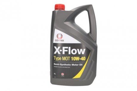 Фото автозапчасти масло двигателя X-FLOW (5L+подходит для дизельных и бензиновых двигателей) SAE 10W40 COMMA X-FLOW MOT 10W40 5L