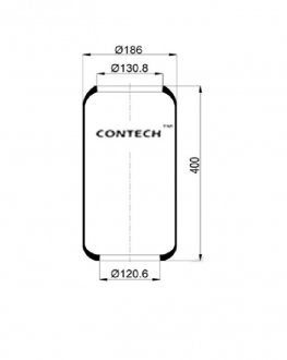Фото автозапчасти пневмоподушка (баллон) VOLVO W010950453, 310950013 120.6x186x400 (3111277, 3112775291) Contech 12770