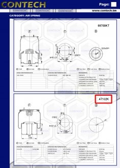 Фото автозапчасти пневмоподушка подвески (с мет стаканом) VOLVO FH12 2шпильки-воздух, 4713NP02, 08410971, D12B24 156795 1df22c1 (4713NP02) Contech 47132K