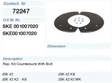 Комплект ремонтный седельно-сцепного устройства JOST (SKE001007020) Contech 72247CNT