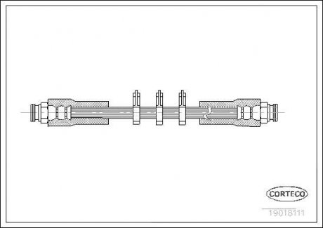 Гальмівна трубка/шланг гнучкий передній лівий/правий (довжина 360 мм, F10x1/F10x1) ALFA ROMEO 164 2.0/2.5D/3.0 06.87-09.98 CORTECO 19018111