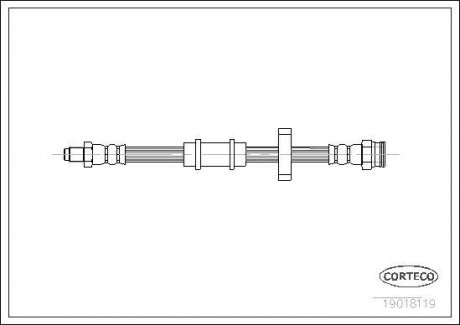 Гальмівна труба/шланг гнучкий передній лівий/правий (довжина 409 мм) FIAT UNO 0.9/1.0/1.1 01.83-10.95 CORTECO 19018119 (фото 1)