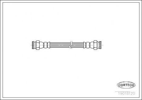 Тормозная трубка/шланг гибкий задний левый/правый (длина 200мм) CITROEN AXE; ФИАТ УНО 0.9-1.9Д 01.83-06.06 CORTECO 19018120 (фото 1)