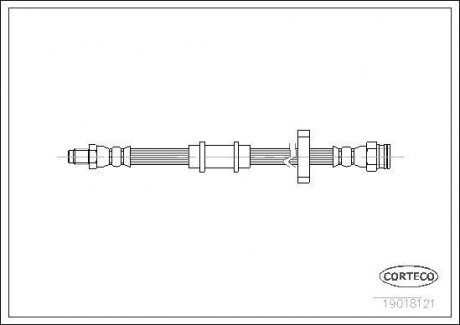Гальмівна труба/шланг гнучкий передній лівий/правий (довжина 434 мм, F10x1/M10x1) FIAT PANDA; SEAT MARBELLA, TERRA 0.8-1.4D 10.80-10.03 CORTECO 19018121
