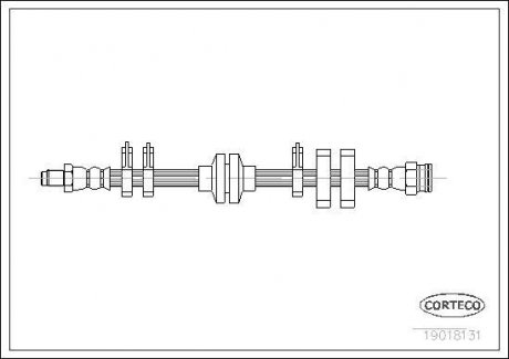 Тормозная трубка/шланг гибкий передний левый/правый (длина 385мм) FIAT TEMPRA, TIPO; LANCIA DEDRA, DELTA II 1.1-2.0 07.87-08.99 CORTECO 19018131 (фото 1)