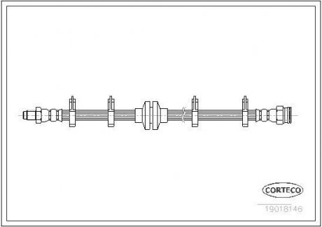 Гальмівна трубка/шланг гнучкий передній лівий/правий (довжина 460 мм) LANCIA DELTA I, PRISMA 1.5/1.6/1.9D 01.83-08.92 CORTECO 19018146 (фото 1)
