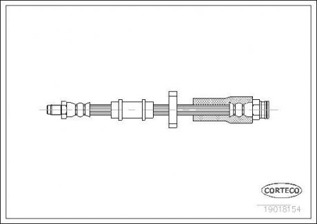 Гальмівна трубка/шланг гнучкі спереду лівий/правий (довжина 435 мм) CITROEN C25; FIAT DUCATO, TALENTO; PEUGEOT J5 1.8-2.5D 09.81-05.94 CORTECO 19018154