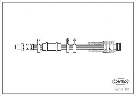 Гальмівна трубка/шланг гнучкий спереду лівий/правий (довжина 435 мм, F10x1/M10x1) CITROEN C25; FIAT DUCATO, TALENTO; PEUGEOT J5 1.8-2.5D 09.81-05.94 CORTECO 19018155
