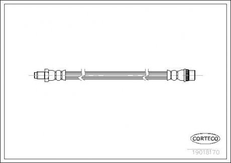 Тормозная трубка/шланг гибкий передний левый/правый (длина 345мм) RENAULT 11, 9 1.1-1.7 09.81-12.89 CORTECO 19018170 (фото 1)