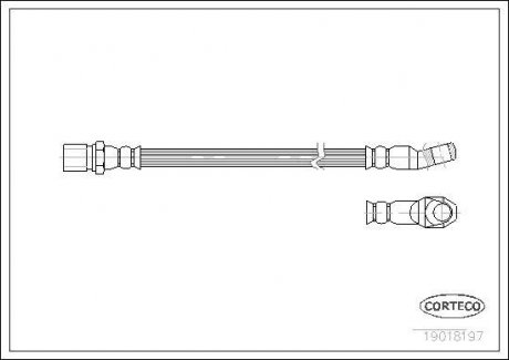 Тормозная трубка/шланг гибкий передний левый/правый (длина 261мм) FIAT 126, 127 0,6-1,3 09.72-09.00 CORTECO 19018197 (фото 1)
