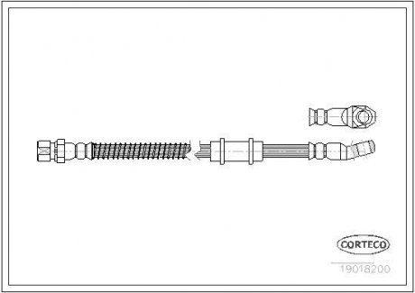 Трубка/шланг тормозной гибкий передний L (длина 471мм, F10x1,25) LADA NIVA 1.6/1.7/1.9D 12.76-12.15 CORTECO 19018200 (фото 1)