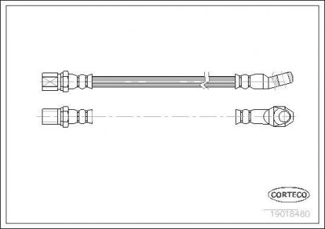 Тормозная трубка/шланг гибкий передний/задний левый/правый (длина 270мм, F10x1,25) LADA 110, 111, 112, 1200-1500, 1200-1600, NOVA, TOSCANA 1.2-2.0 01.70-12.12 CORTECO 19018480 (фото 1)