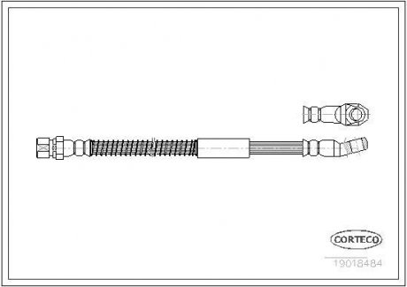 Трубка/шланг тормозной гибкий передний R (длина 426мм, F10x1,25) LADA NIVA 1.6/1.7/1.9D 12.76-12.15 CORTECO 19018484 (фото 1)