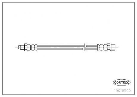 Тормозная трубка/шланг гибкий передний/задний левый/правый (длина 282 мм) MERCEDES /8 (W114), /8 (W115), 123 (C123), 123 (W123), 123 T-MODEL (S123), 124 (A124), 124 (С124), 124 (W124) 1,5-6,8 07,65-02,11 CORTECO 19018509