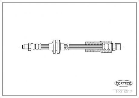 Гальмівна труба/шланг гнучкий передній лівий/правий (довжина 381 мм) AUDI 100 C3, 200 C3, 90 B3, COUPE B3 1.8-2.5D 08.82-12.96 CORTECO 19018517