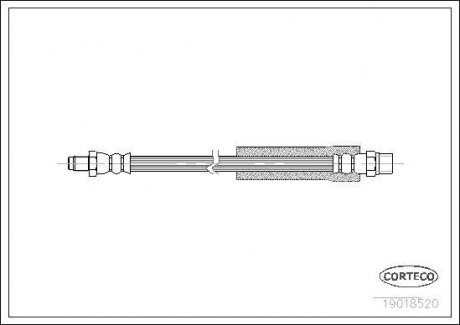 Трубка/шланг тормозной гибкий задний левый/правый (длина 220мм) AUDI 100 C3, 100 C4, 200 C3, 80 B4, A4 B5, V8 1.6-4.2 08.82-09.01 CORTECO 19018520