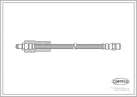 Гальмівна труба/шланг гнучкий задній лівий/правий (довжина 381 мм, M10x1/M10x1) VOLVO 440, 460, 960 II 1.6-2.9 08.88-12.96 CORTECO 19018525
