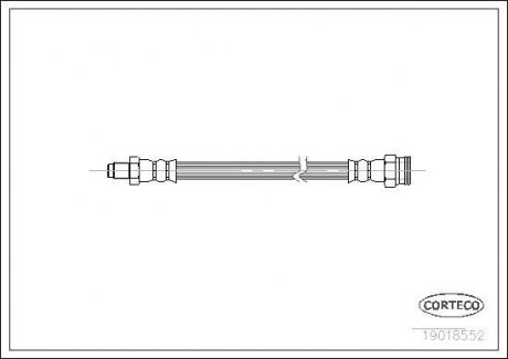 Тормозная трубка/шланг гибкий задний левый/правый (длина 285мм) FIAT DUCATO; ПЕЖО ДЖ5 1.8-2.5Д 01.83-05.94 CORTECO 19018552