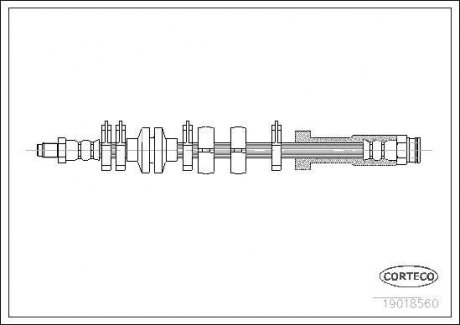 Гальмівна трубка/шланг гнучкий передній L (довжина 372мм, F10x1/M10x1) FIAT PANDA, PUNTO; LANCIA KAPPA, Y 1.1-2.4 09.93- CORTECO 19018560