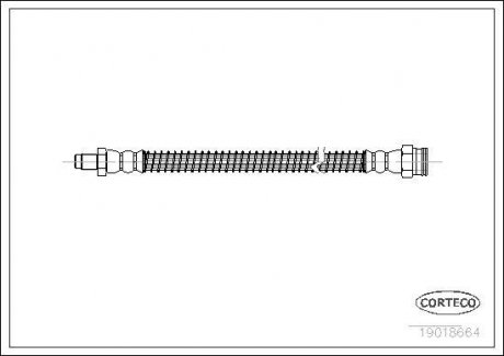 Гальмівна труба/шланг гнучкий задній лівий/правий (довжина 230 мм) PEUGEOT 205 I, 309 I 1.1-1.9D 10.85-12.94 CORTECO 19018664 (фото 1)