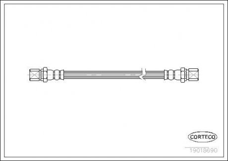 Гальмівна трубка/шланг гнучкий задній лівий/правий (довжина 315 мм, M10x1/M10x1) FORD FIESTA, FIESTA II 1.0-1.8D 10.77-12.95 CORTECO 19018690 (фото 1)