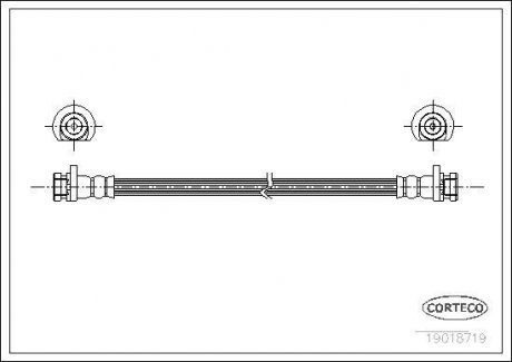Гальмівна труба/шланг гнучкий задній лівий/правий (довжина 219 мм, M10x1/M10x1) HONDA CIVIC VI, CONCERTO; МГ МГ ЗС; ROVER 200, 200 II, 400, 400 II, 45 I 1.4-2.5 08.89-05.05 CORTECO 19018719