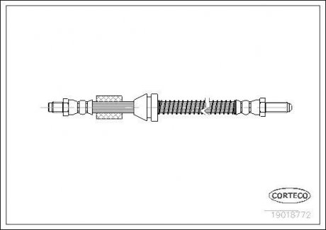 Гальмівна труба/шланг гнучкий лівий/правий (довжина 400 мм) FORD FIESTA, FIESTA III, FIESTA/MINIVAN 1.1-1.8D 01.89-01.97 CORTECO 19018772