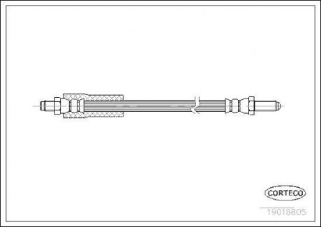 Тормозная трубка/шланг гибкий передний левый/правый (длина 337мм) FORD SIERRA I 1.3-2.8 08.82-12.86 CORTECO 19018805 (фото 1)