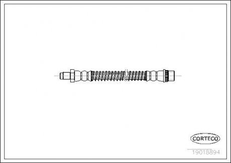 Гальмівна трубка/шланг гнучкий передній лівий/правий (довжина 290 мм, M10x1/F10x1) CITROEN AX, SAXO; PEUGEOT 106 I 1.0-1.6 04.87-04.04 CORTECO 19018894