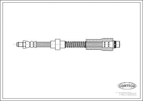 Тормозная трубка/шланг гибкий передний левый/правый (длина 500мм, M10x1/F10x1) PEUGEOT 306 1.1-2.0D 04.93-12.02 CORTECO 19018895