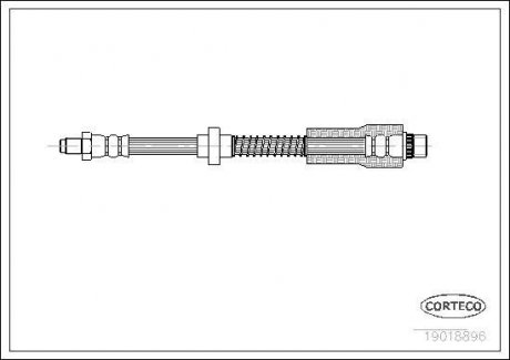 Тормозная трубка/шланг гибкий передний левый/правый (длина 520 мм, M10x1/F10x1) PEUGEOT 306, 307 1.1-2.0D 04.93-12.09 CORTECO 19018896 (фото 1)
