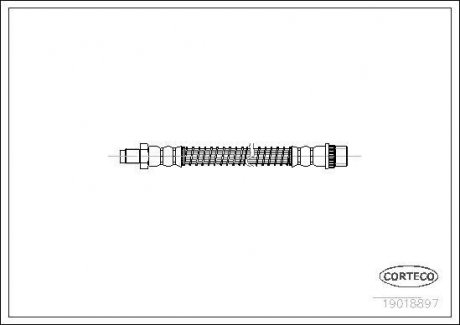 Гальмівна труба/шланг гнучкий задній лівий/правий (довжина 200 мм, M10x1/M10x1) PEUGEOT 605, 607 2.0-3.0 06.89-02.06 CORTECO 19018897