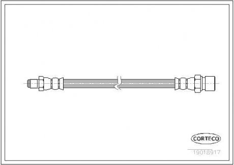 Гальмівна трубка/шланг гнучкий передній лівий/правий (довжина 350 мм, M10x1/M10x1) VW KAEFER 1.2-1.6 01.60-12.85 CORTECO 19018917 (фото 1)