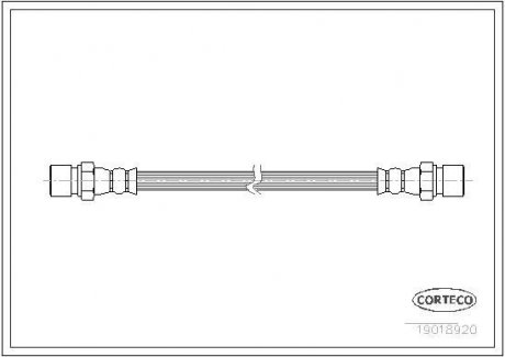 Гальмівна труба/шланг гнучкий передній лівий/правий (довжина 296 мм, M10x1/M10x1) VW KAEFER, TRANSPORTER II, TRANSPORTER III 1.2-2.1 01.60-07.92 CORTECO 19018920