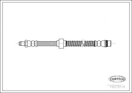 Гальмівна трубка/шланг гнучкий передній лівий/правий (довжина 425 мм, F10x1/M10x1) CITROEN ZX 1.1-2.0 03.91-02.98 CORTECO 19019114