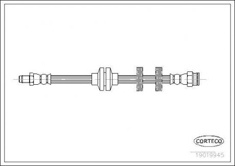 Гальмівна трубка/шланг гнучкий передній лівий/правий (довжина 461 мм, M10x1/F10x1) FIAT PALIO, SIENA 1.0-1.9D 04.96- CORTECO 19019945