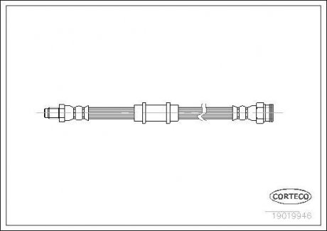 Гальмівна трубка/шланг гнучкий передній праворуч (довжина 359 мм) FIAT FIORINO/МІНІВЕН 1.1-1.7D 01.88-05.01 CORTECO 19019946
