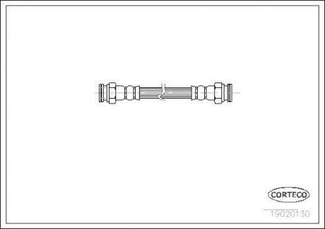 Гальмівна труба/шланг гнучкий задній лівий/правий (довжина 175 мм, M10x1/M10x1) FIAT IDEA, PUNTO; LANCIA MUSA, YPSILON 1.2-1.9D 09.99- CORTECO 19020130 (фото 1)